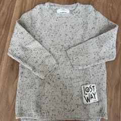 ZARA 110 グレー スラブニット セーター ロゴパッチ付きのサムネイル