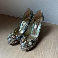 オデット エ オディール 24.5cm ドット柄ビジュー付きハイヒールのサムネイル