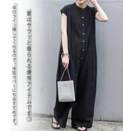 最終価格　パンチングレース サロペット オールインワン ブラックのサムネイル