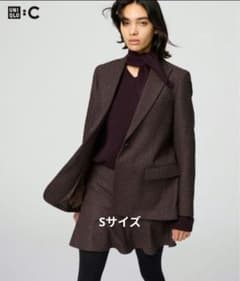 UNIQLO:C ツイードテーラードジャケット　S 新品タグ付き　ブラウンのサムネイル