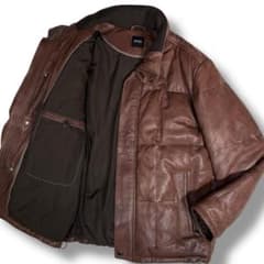 HUGO BOSS ラムレザー レザージャケット ダウンジャケット XXL相当