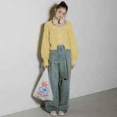 早い者勝ち pinue ダメージタックデニムパンツOLD BLUE S ピヌエ