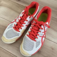ASICS スカッシュシューズ ホワイト/レッド　24.5