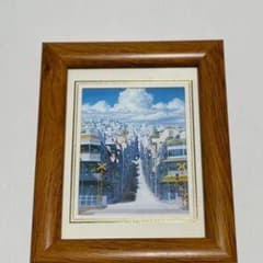 油彩画 街並み 踏切 風景画 額装 - メルカリ