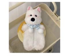 白い犬 ぬいぐるみ ポーチ マフラー付き