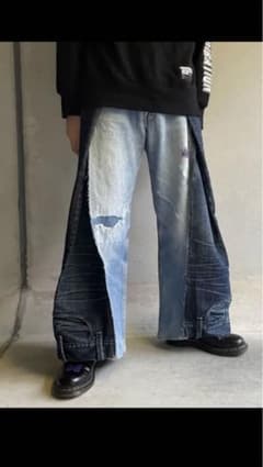 リメイクデニム　タックワイドデニムパンツのサムネイル