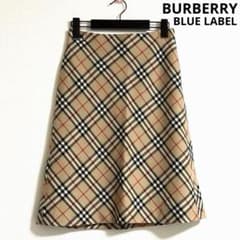 王道ノバチェック】バーバリーブルーレーベル ウール100% スカート 36