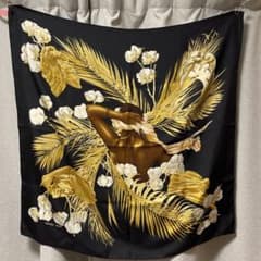 エルメス カレ90 王妃のターバン ブラック シルク クリーニング済 美品 エルメス カレ90 王妃のターバン ブラック シルク クリーニング済 美品
