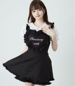 ank rouge ハートエプロンセットアップ ブラックのサムネイル