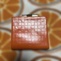 オレンジ 格子模様 二つ折り財布のサムネイル