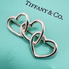 美品 TIFFANY＆Co ティファニー トリプル オープンハート ピンブローチ