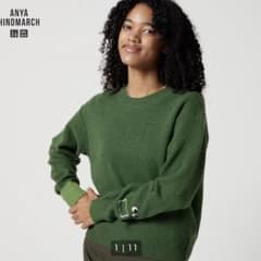 【新品】UNIQLO×アニヤハンドマーチ　クルーネック グリーンSのサムネイル