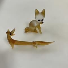 キツネ　ガラス細工　ミニチュア キツネ ガラス細工 2体セット ミニチュア 置物 レトロ インテリア