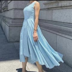JENNE ジェンヌ ギンガムチェック ワンピース フィッシュテール 水色 S
