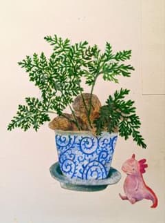 『しのぶとウーパールーパー』クレヨン画/原画のサムネイル