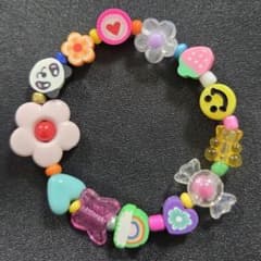 韓国 ブレスレット ビーズ ハンドメイド ニコちゃん スマイリー - メルカリ