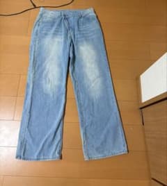 クロスウエスト ワイドデニムパンツ ライトブルーのサムネイル