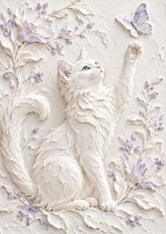 White 012 Texture Art Cat Painting Interior