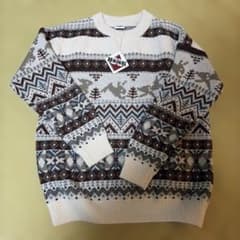 新品HOOK ノルディック柄 クルーネック ニット セーター