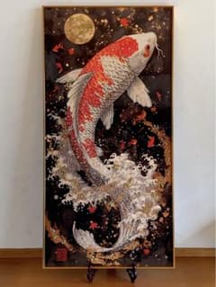 専用品　昇り鯉 クリスタル 水晶 アートパネル 絵画 インテリア 和柄のサムネイル