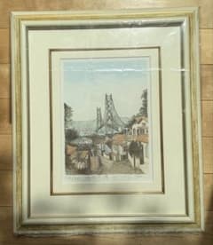 美品 織田義郎「Akashi Bridge A」銅版画+手彩色 直筆サイン入り