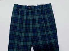 ベルナールザンス ブラックウォッチ 2プリーツスラックス シアサッカー FR38 ベルナールザンス ブラックウォッチ 2プリーツスラックス シアサッカー