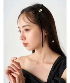 SNIDEL ベロアリボン　ミニバンス　黒のサムネイル