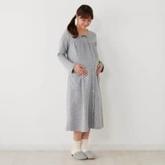 授乳対応マタニティ＊キルトドットプリントワンピースパジャマのサムネイル