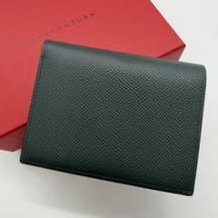 未使用級　ボナベンチュラ　折り財布　マルチウォレット　ロゴ刻印　レザー　グリーン 未使用級 ボナベンチュラ 折り財布 マルチウォレット ロゴ刻印 レザー