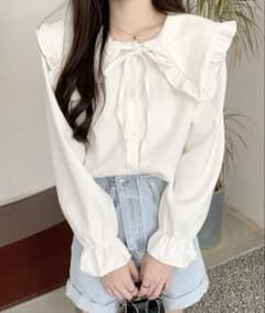 【新品】frunco 襟付きフリルリボンブラウスのサムネイル