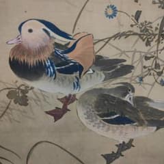 真作/芳翠/秋草鴛鴦図/オシドリ/花鳥/布袋屋掛軸A-519 m25519965475_1.jpg?1714477011