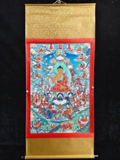 释迦牟尼佛初转法轮 チベット仏教 タンカ 仏画 掛軸 開運 縁起物