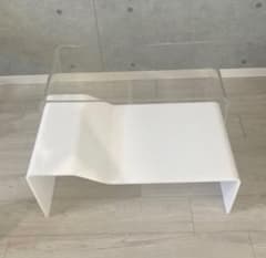 waazwiz インショア アクリル ローテーブル WH（ホワイト／クリア併用） waazwiz インショア アクリル ローテーブル WH（ホワイト／クリア併用