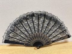黒いレース扇子 体育祭　文化祭♡のサムネイル