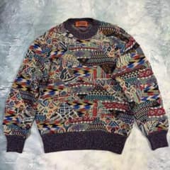 美品】MISSONI ミッソーニ ニットセーター 総柄 麻混 リネンブレンド