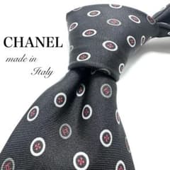 ☆【極美品】 CHANEL ブランドロゴ柄 ドット柄 ネクタイ ブラック