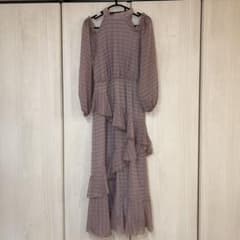 フリル付き薄紫色ロングドレス　eimy ワンピース　シフォンのサムネイル