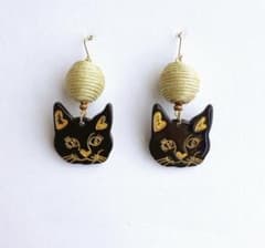 【h39】ネコ ピアス ブラック キャット 黒猫のサムネイル