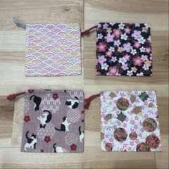 ハンドメイド　和柄　巾着　4点セットのサムネイル
