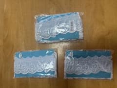 白ハート柄刺繡入りギャザー入りレース ５㎝巾×２mカット×３個(合計６m)のサムネイル