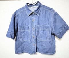 デニムシャツ 半袖 ショート丈 Mのサムネイル