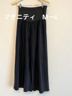 fairy マタニティ プリーツワイドパンツ 黒 M-Lのサムネイル