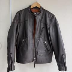 REAL SIMONS カフェレーサー 本革ゴートスキン ライダース 茶 M - メルカリ