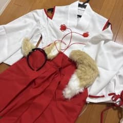 狐　巫女　和装 コスプレ衣装 白赤のサムネイル