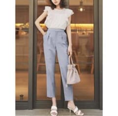 GRL カットジョーゼットセンタープレステーパードパンツのサムネイル