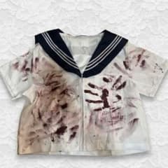 セーラー服 上着 白 紺 半袖 学生服　制服 ハロウィン jk