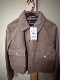 ZARA ウールブレンド ソフトショートジャケット ブラウン Mのサムネイル