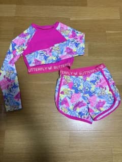 キッズ セパレート水着 バタフライ柄 ピンクのサムネイル
