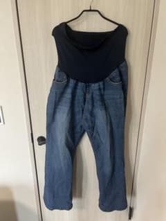 マタニティ デニムパンツ 【2X】フレア　大きいサイズ　腹巻き付き　海外古着のサムネイル