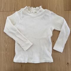 無印良品　キッズ 長袖カットソー ホワイト リブ メロウネック　110のサムネイル